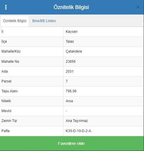 TALAS ÇATAKDERE'DE YERLEŞİM YERİNE YAKIN VİLLA PARSELİ